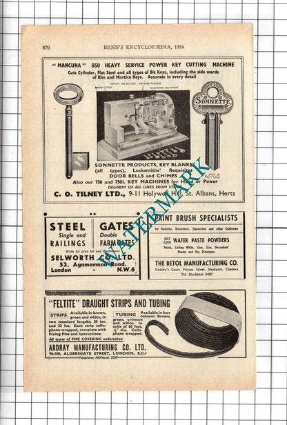 North British Plastics Ltd Blaydon-on-Tyne / C O Tilney St Albans - 1954 Advert