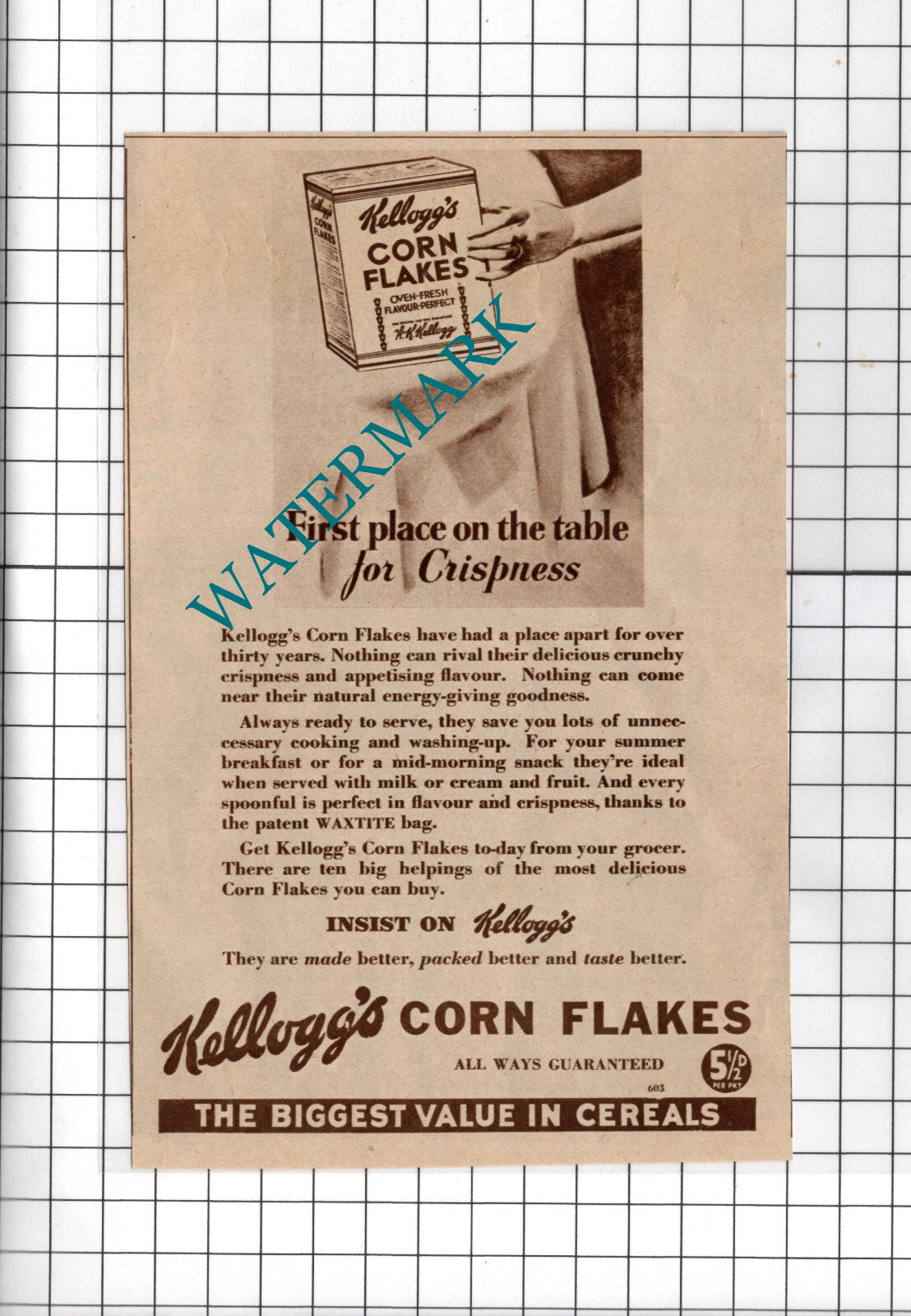 Kellogg's Corn Flakes - 1937 Small Advert