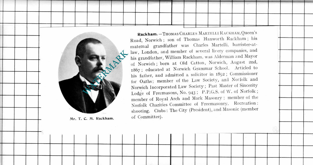 William Redpath Woodbridge Suffolk Thomas Martelli Rackham Norwich 1911 Clipping