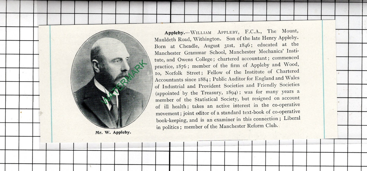 William Appleby The Mount Mauldeth Road Withington Cheadle  - c.1905 Clipping