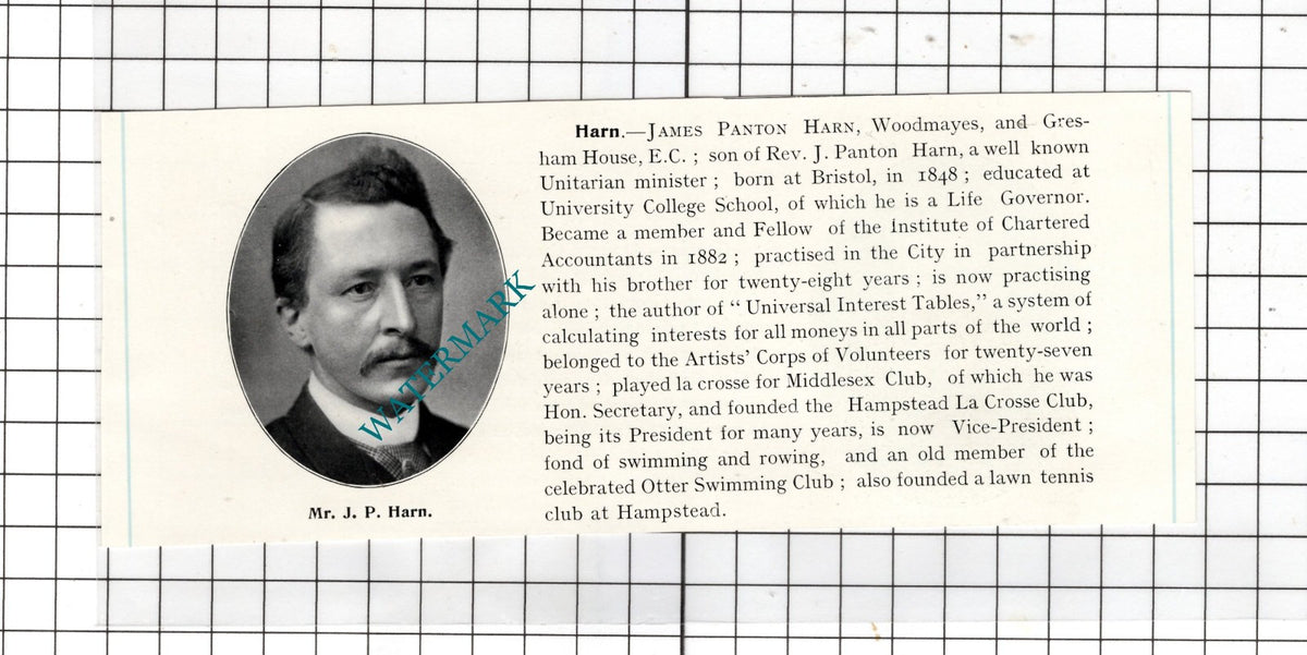 James Panton Harn Woodmayes London / Albert Charles Grover -  c.1905 Clipping