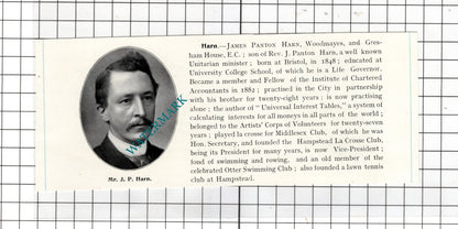 James Panton Harn Woodmayes London / Albert Charles Grover -  c.1905 Clipping
