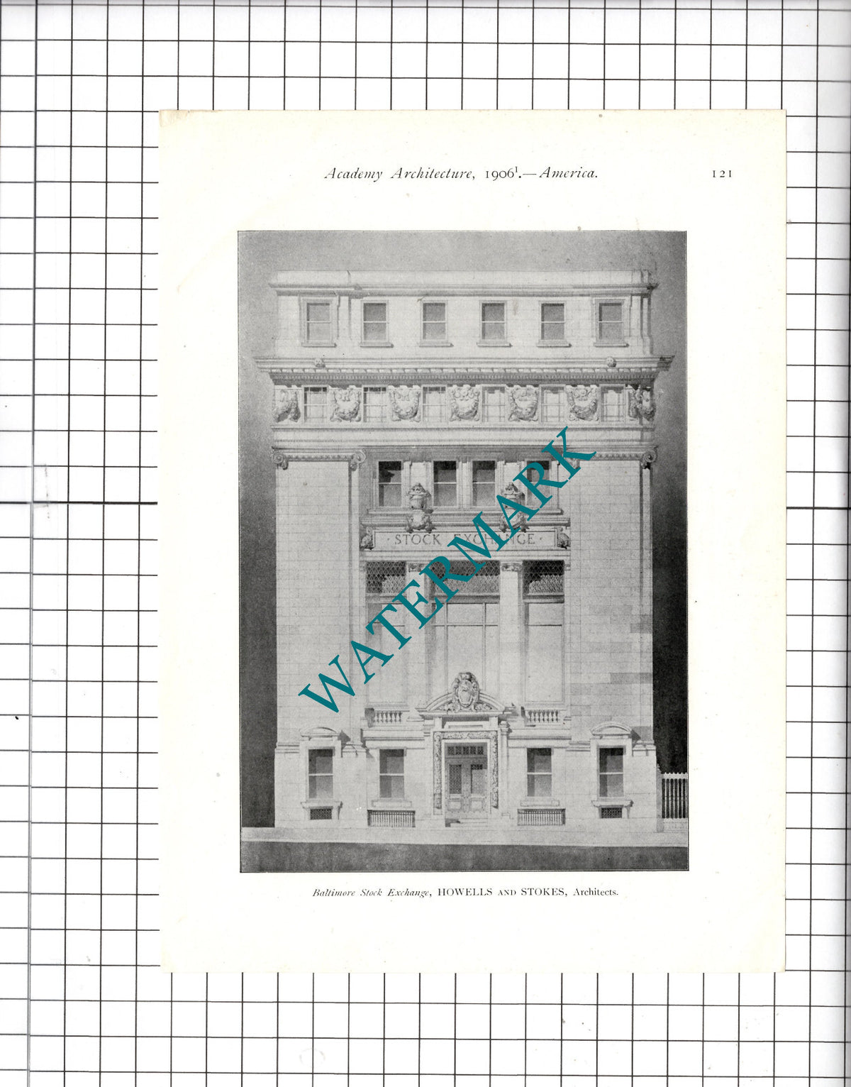 Baltimore Stock Exchange / Yale University Library New Haven - 1906 Cutting