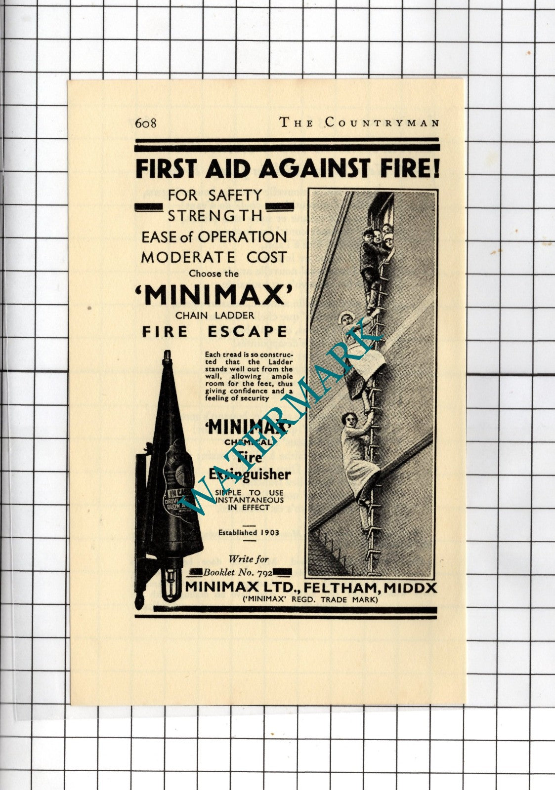 Minimax Ltd Feltham Middlesex Chain Ladder Advert  - 1936  Small Advert