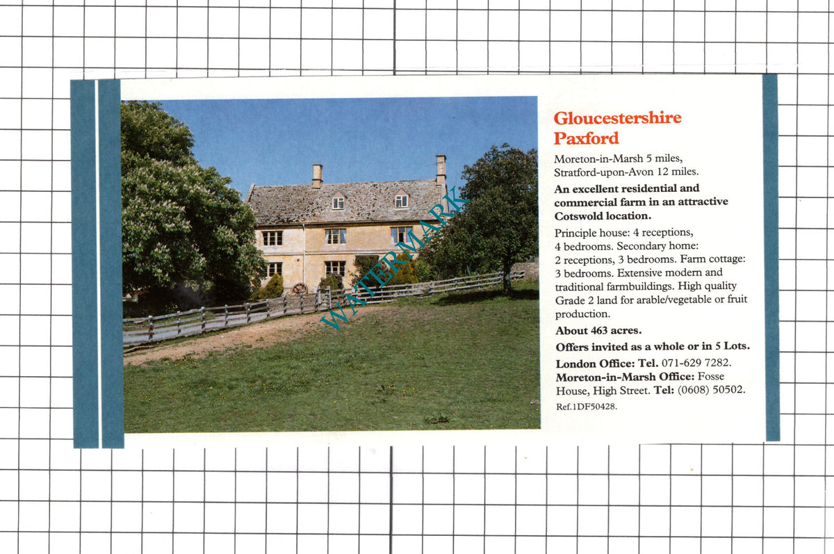 Paxford Gloucestershire House Sale Advert -   1991 Clipping