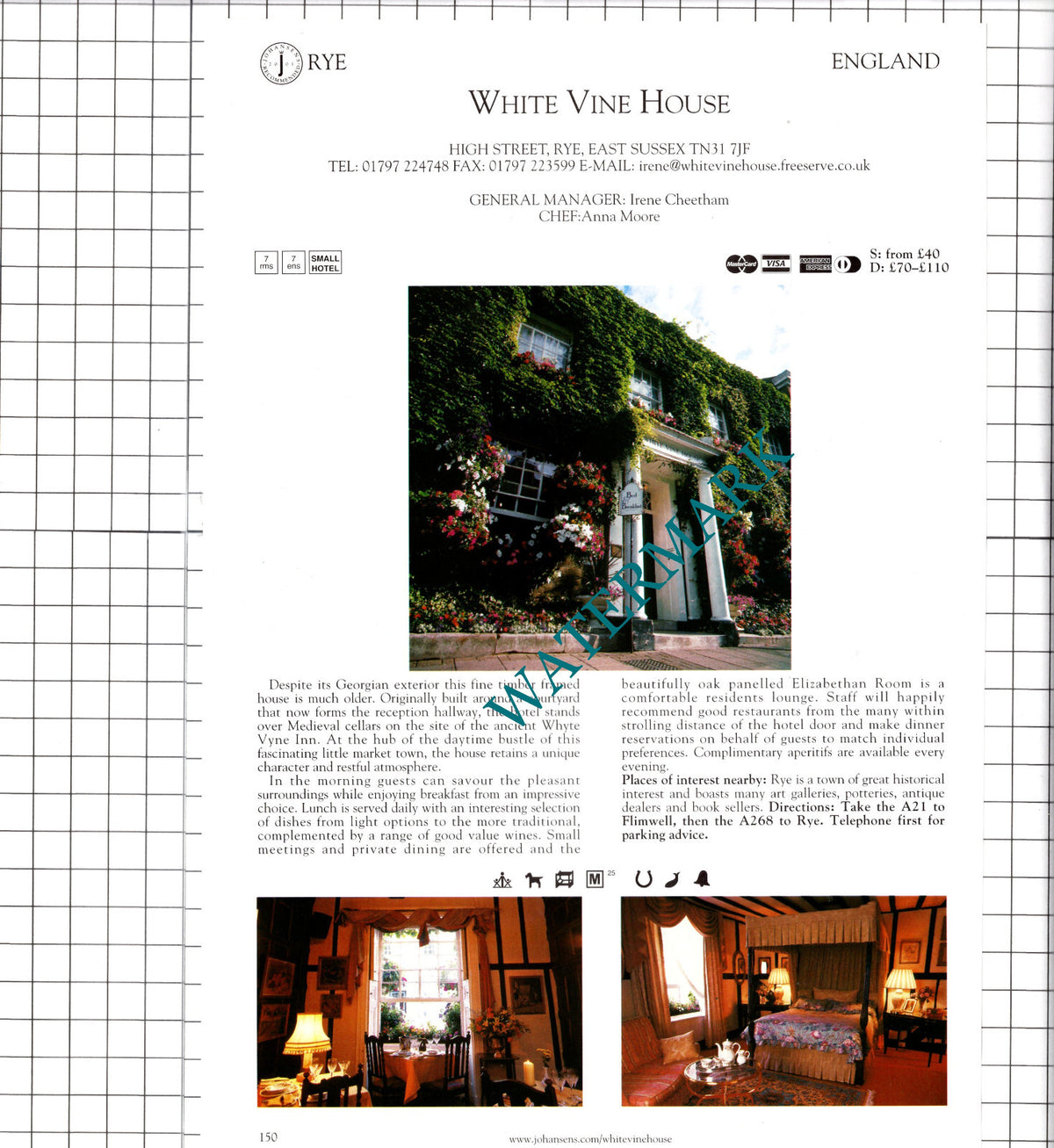 White Vine House Rye Sussex / Wilton Court Hotel Ross On Wye  - 2001 Advert