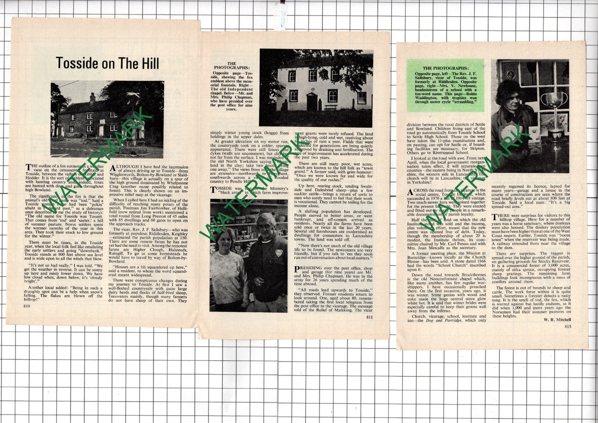 Tosside North Yorkshire Philip Chapman Rev Salisbury Newhouse - 1974 Article