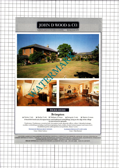 Groombridge Place Kent / Brimpton Berkshire  - 1991 House Sale Advert