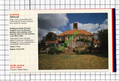 Kings Sutton Farmhouse / Aldeburgh Suffolk House Sale Advert - c.1991 Cutting