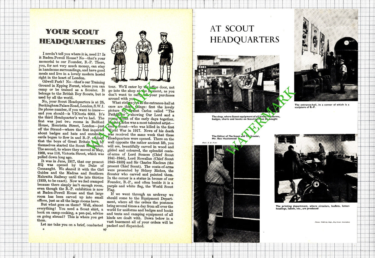 Scout Headquarters London Rex Hazlewood -  1960's Article