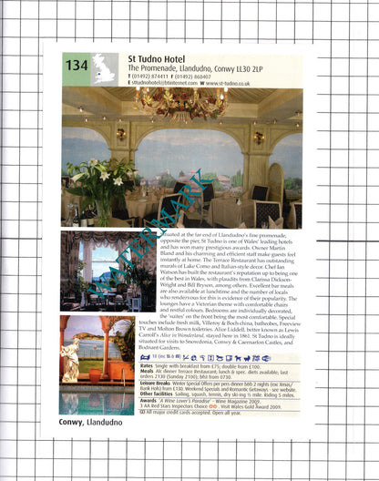 Tir Y Coed Rowen Conwy / St Tudno Hotel Llandudno -2011 Advert