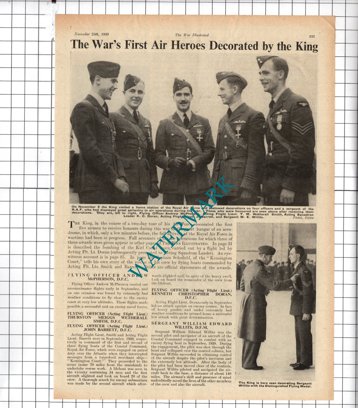 Kenneth Doran Thurston Meiggs Wetherall Smith William Willits - 1939 Clipping