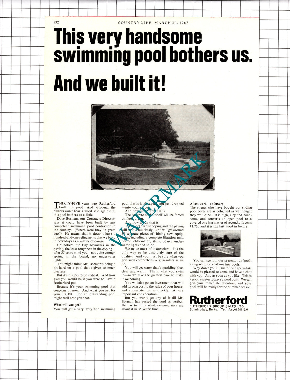 Rutherford Group Sales Ltd Sunningdale Dave Borman  Advert -  1967 Cutting