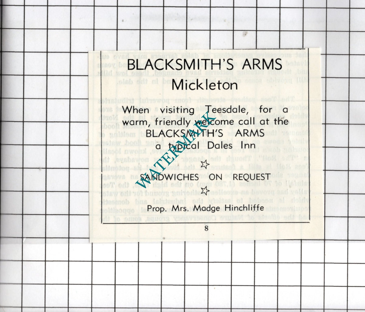 Blacksmith's Arms Mickleton Durham  Mrs Madge Hinchliffe  -1977 SMALL Advert