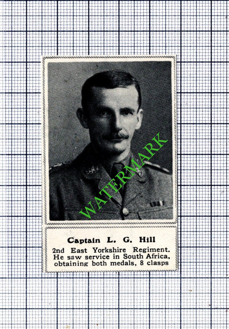 Captain L G Hill 2nd East Yorkshire Reg WW1 - 1915 SMALL Cutting