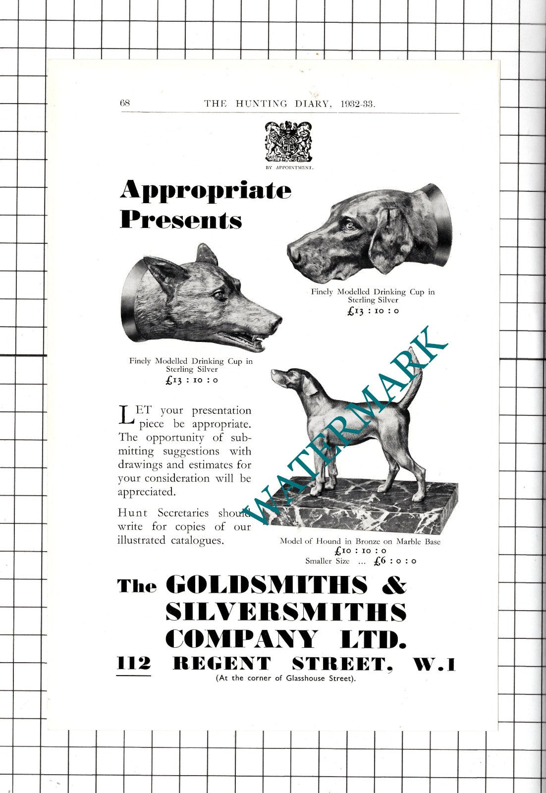 The Goldsmiths & Silversmiths Company Ltd 112 Regent Street London - 1932 Advert