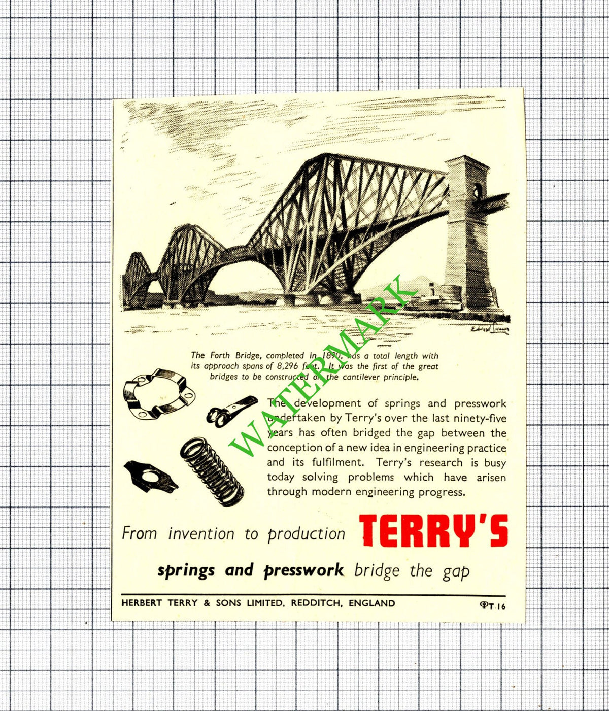 Terry's Herbert Terry & Sons Forth Bridge Small Advert - 1950 Cutting