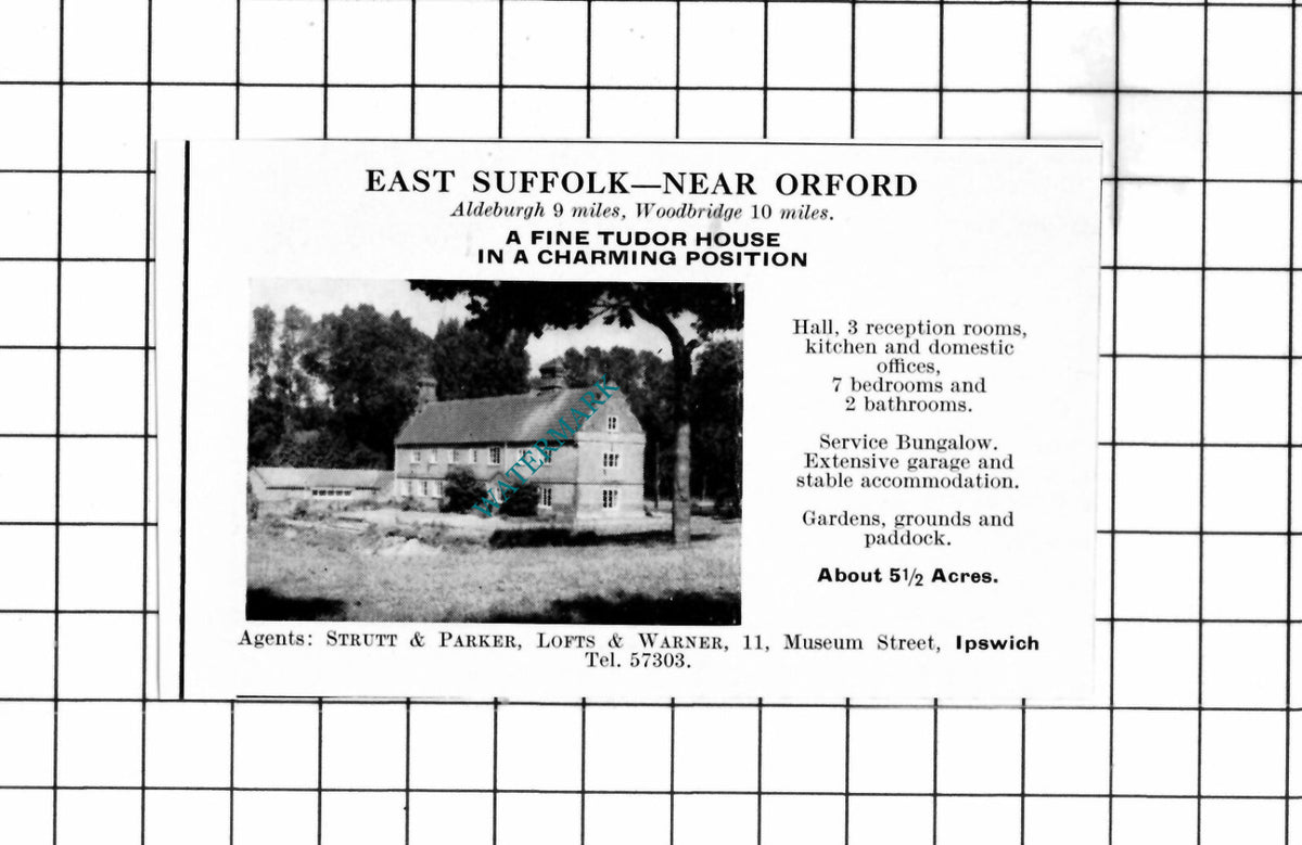 Orford Suffolk SMALL House Sale Advert  - 1967 Clipping
