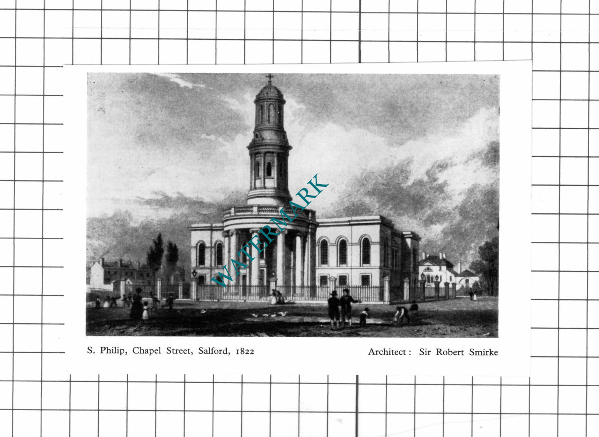 St Philip Chapel Street Salford Manchester Robert Smirke - 1956 Small Clipping