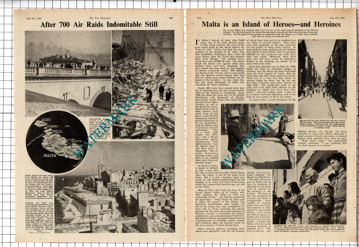 Malta World War Two WW2  - 1941  Two-Part Clipping