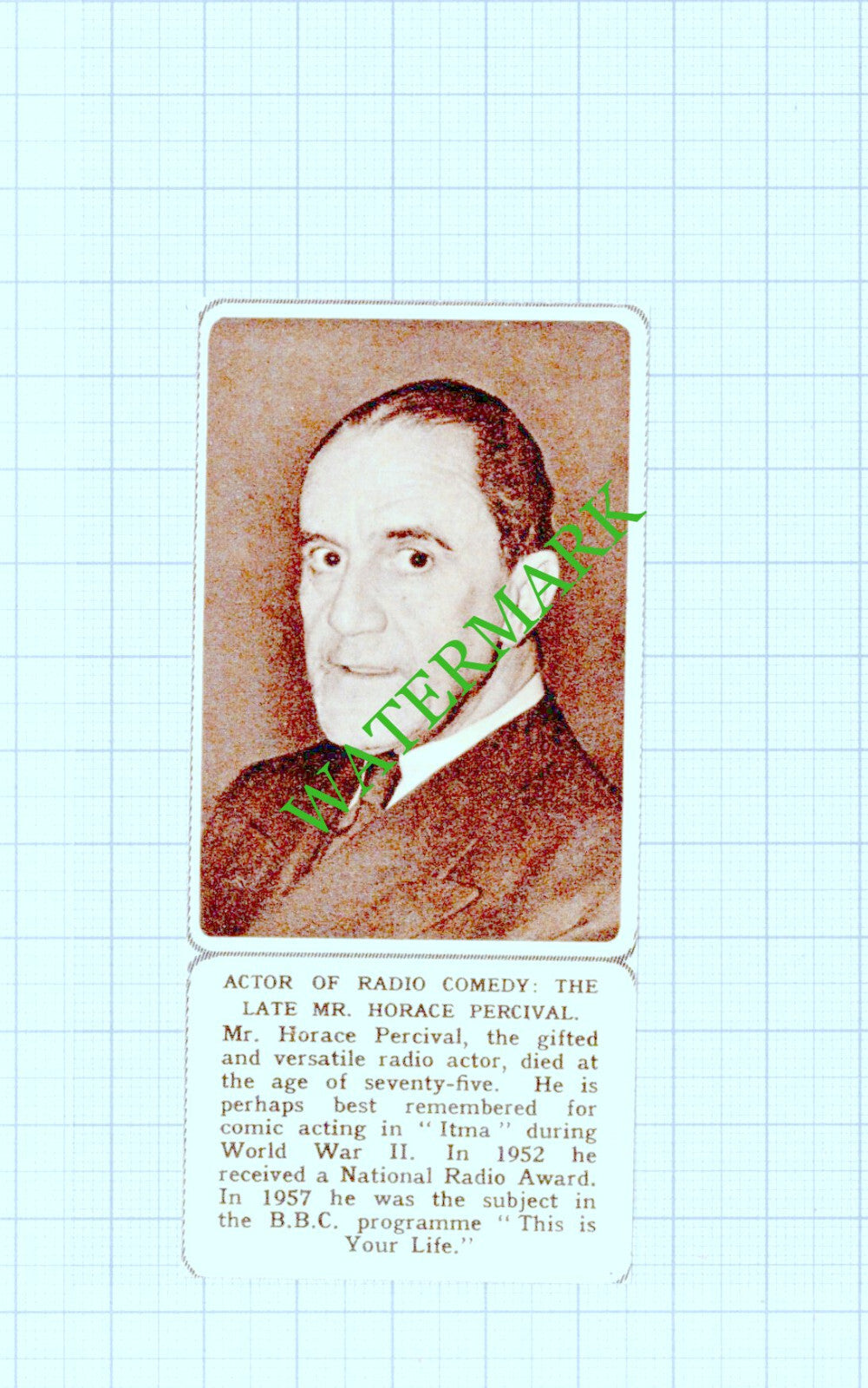 Mr Horace Percival Itma Obituary - 1961 Small Cutting