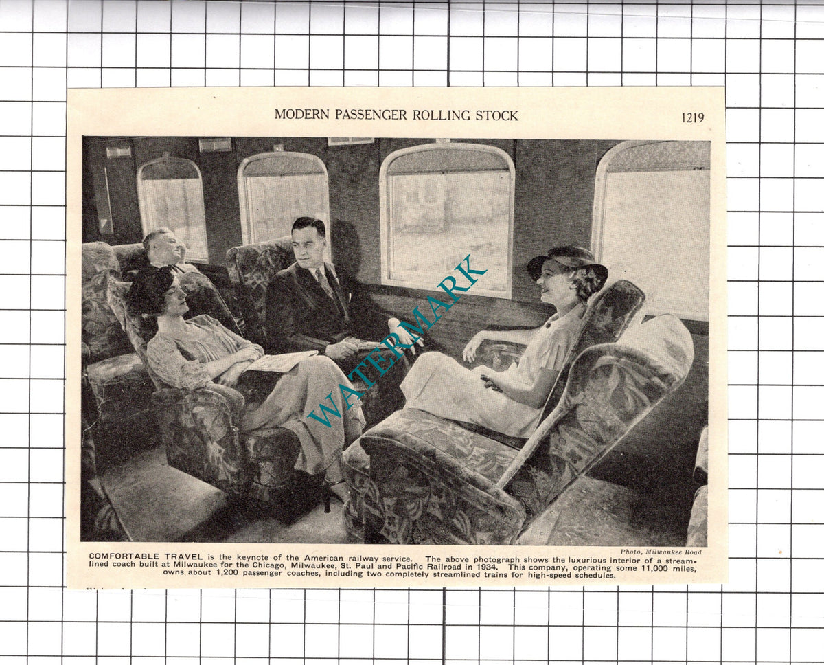 Chicago Milwaukee St Paul and Pacific Railroad Coach - c.1930' s Clipping/ Print