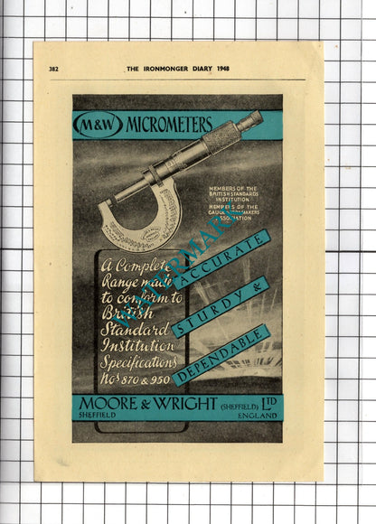 The Carborundum Co Ltd Trafford Park  / Moore & Wright Sheffield Ltd 1948 Advert