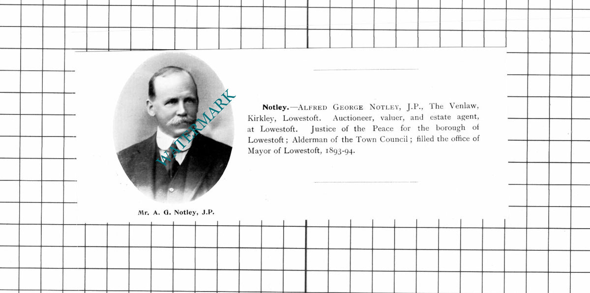 Alfred George Notley The Venlaw Kirkley Lowestoft Suffolk  - 1911 Cutting