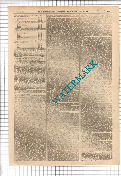 Mr Barry SULLIVAN Actor Tragedian Alexandra Palace   - 1875 Article / Print