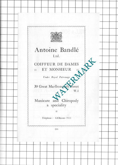 Antoine Bandle Ltd London / Hill & Son Cutler AA George Ltd  -1939 Small Advert