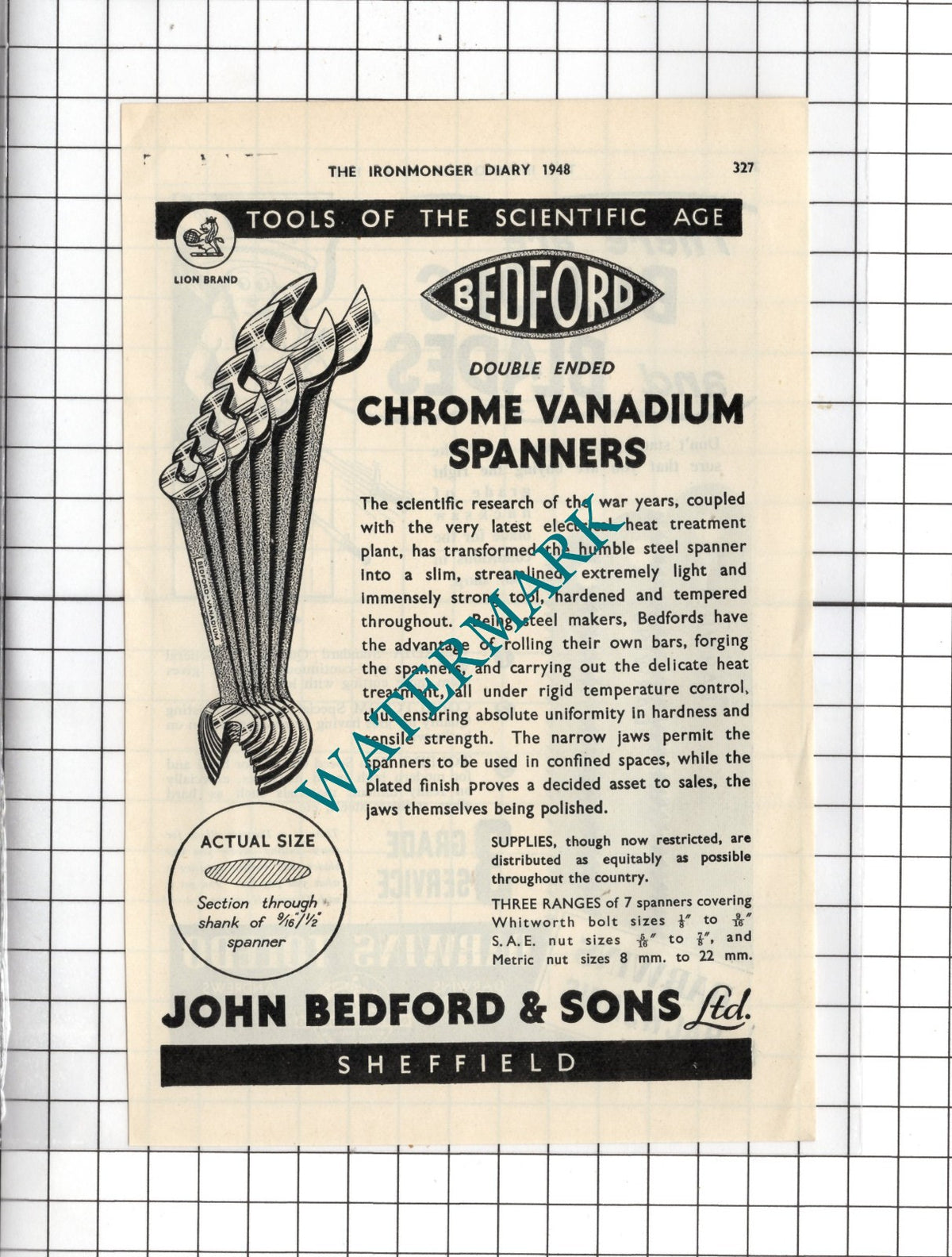 Darwins Toledo / John Bedford & Sons Ltd Sheffield  - 1948 Advert