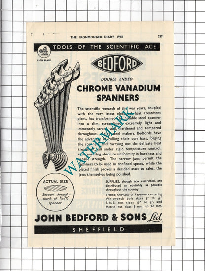 Darwins Toledo / John Bedford & Sons Ltd Sheffield  - 1948 Advert