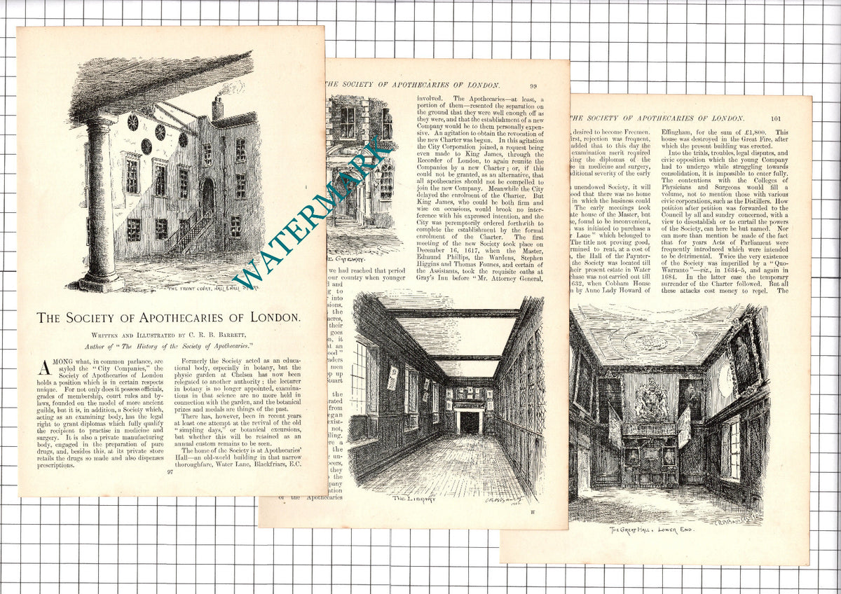 The Society Of Apothecaries of London  - 1907 Article / Print