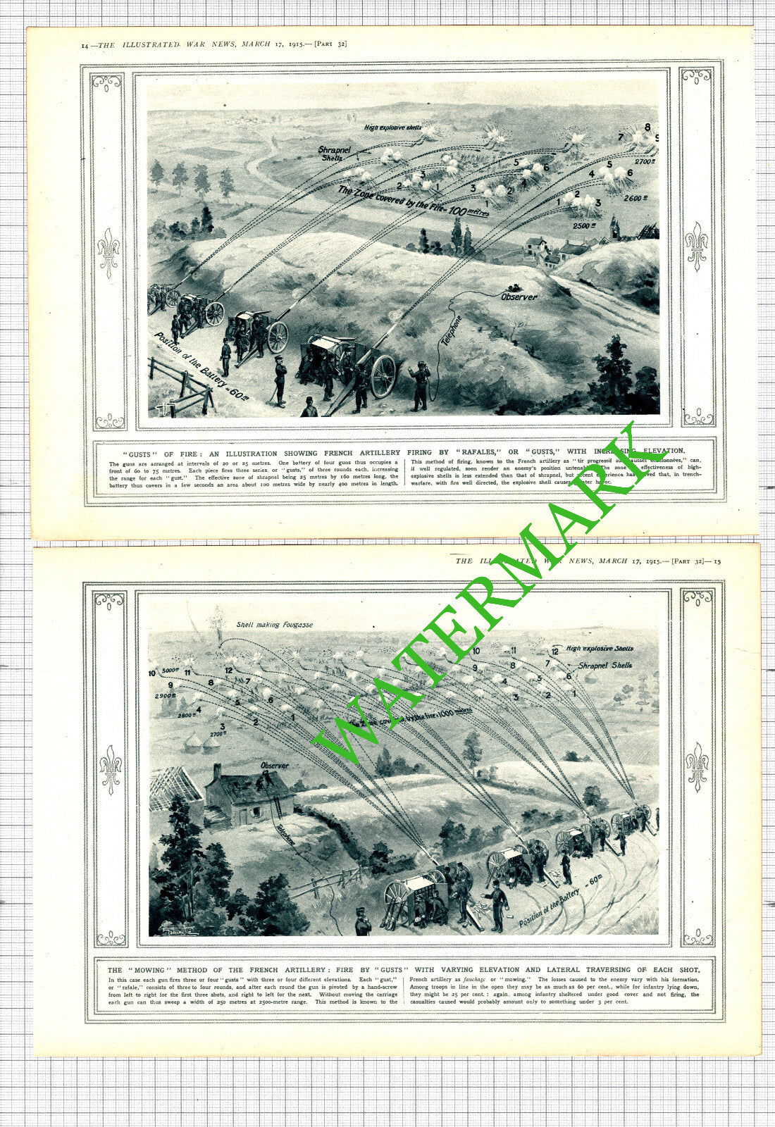 French Artillery Guns Mowing Great War WW1 France  -  1915 2-Part Cutting