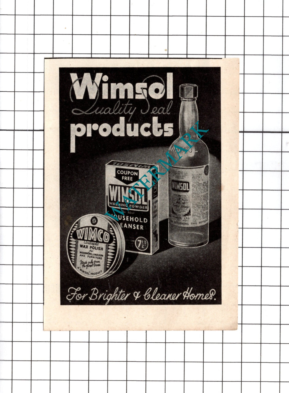 Wimsol Products SMALL Advert - 1949 Clipping