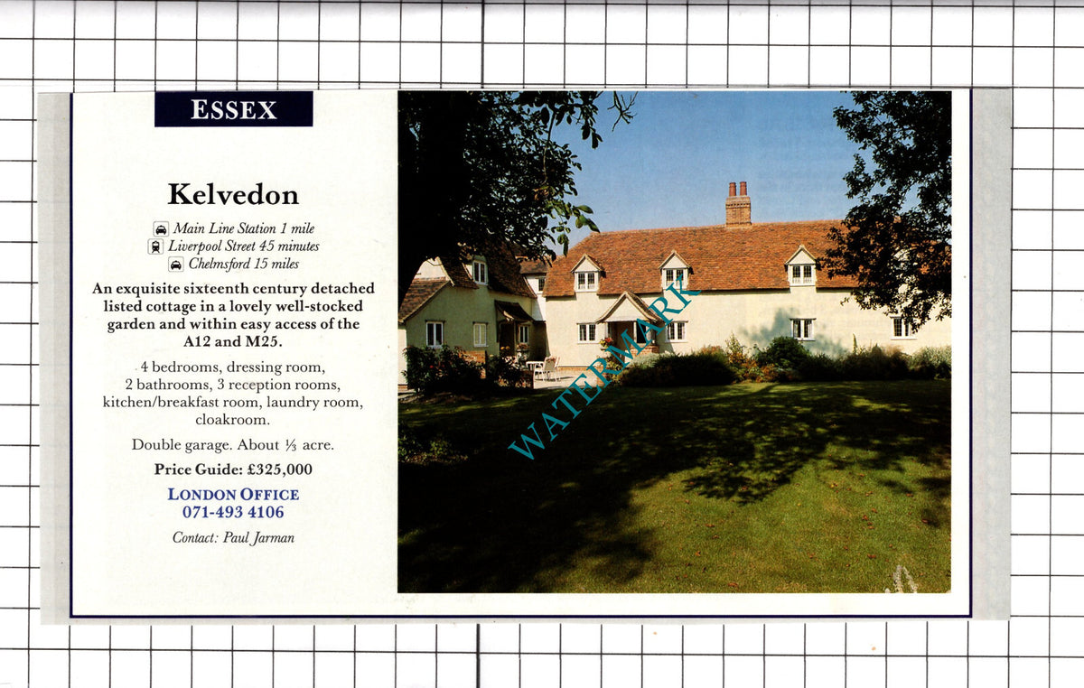 Ecton Hall Northamptonshire / Kelvedon Essex  House Sale Advert - c.1991