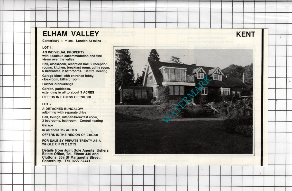 Elham Valley Kent - 1980 House Sale Advert