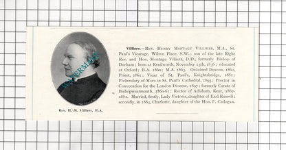 Rev Robert Henry Sinclair Tamworth / Rev Henry Montagu Villiers   c.1910 Cutting