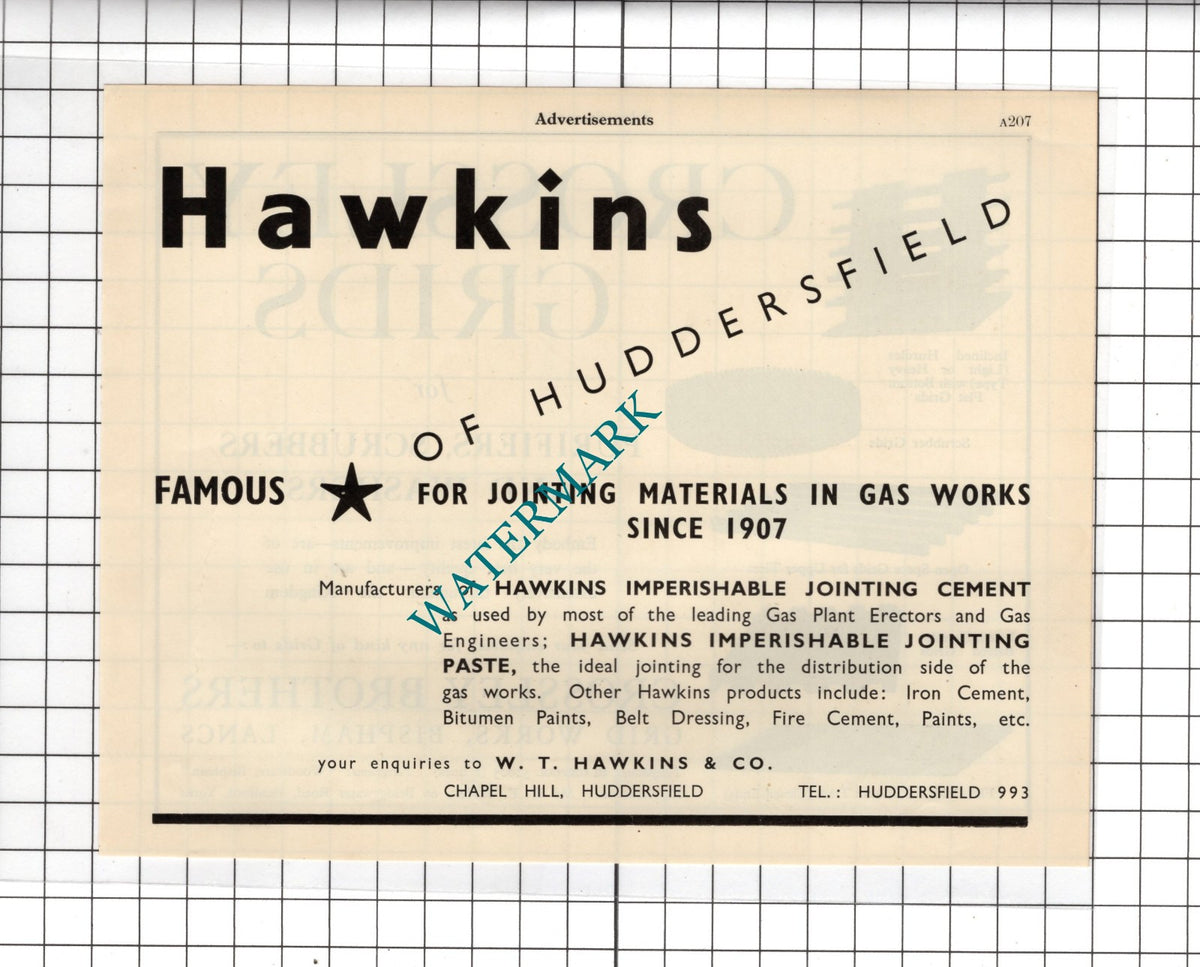 Crossley Brothers Bispham Lancs / W T Hawkins Of Huddersfield  - 1951 Advert