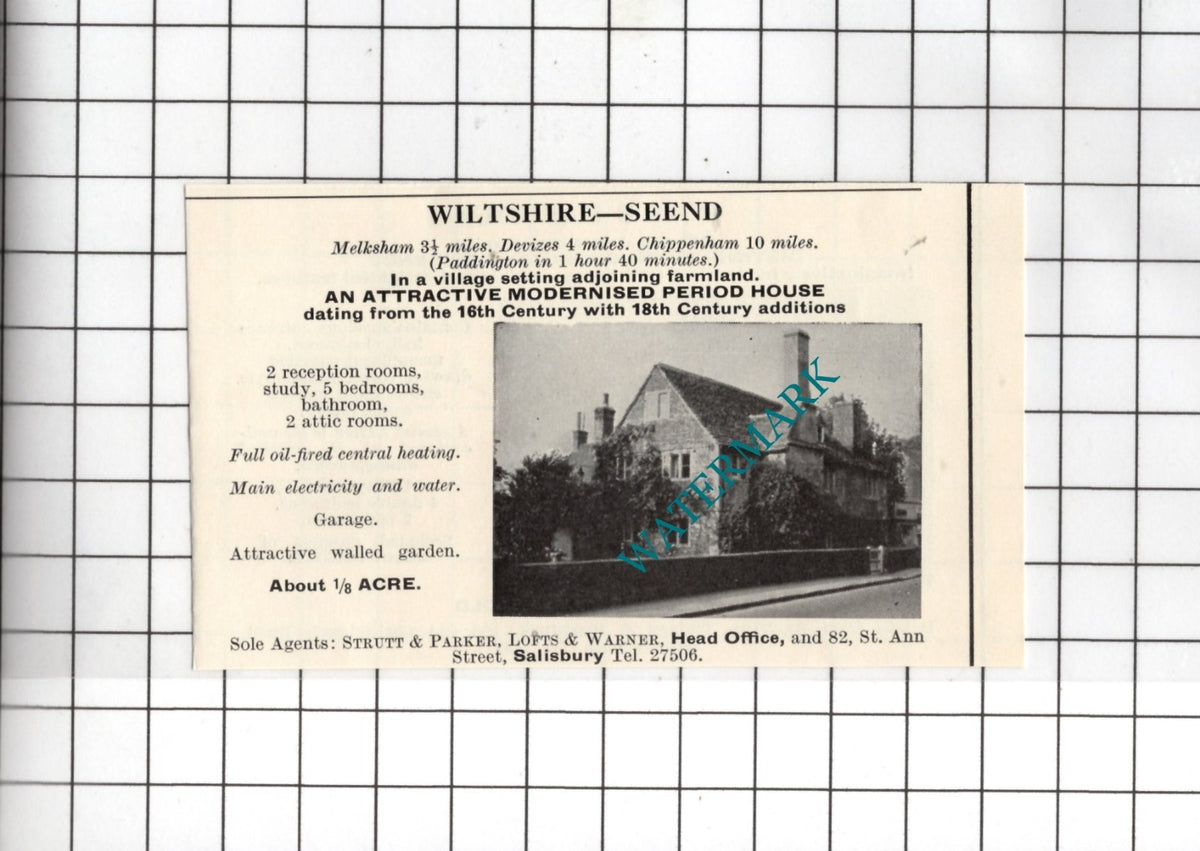 Seend Wiltshire / Poole Harbour Dorset SMALL House Sale Advert - 1967