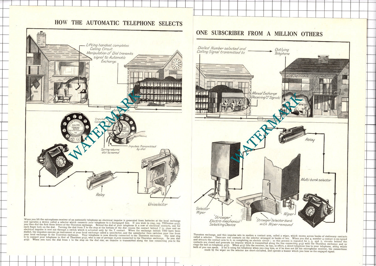 How An Automatic Telephone Works   - 1950s Two-Part Clipping / Print