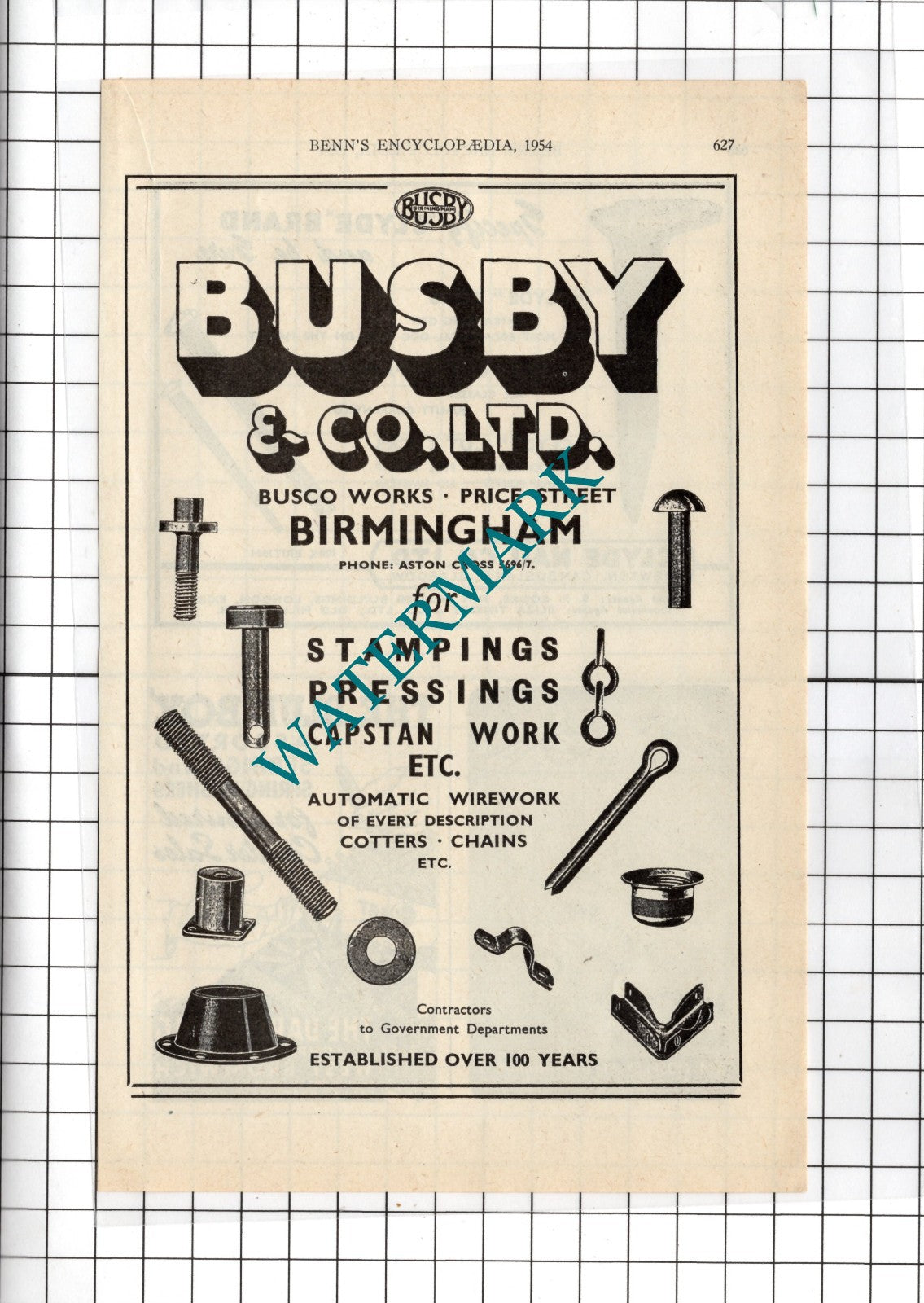 Busby & Co Ltd Busco Works Birmingham   - 1954 Advert