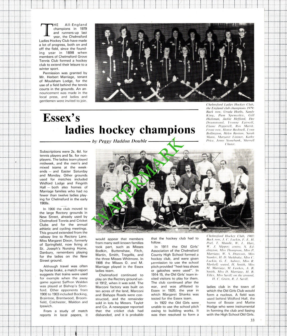 Chelmsford Ladies Hockey Club Essex  Heelis Hefford Bastian  - 1981 Article