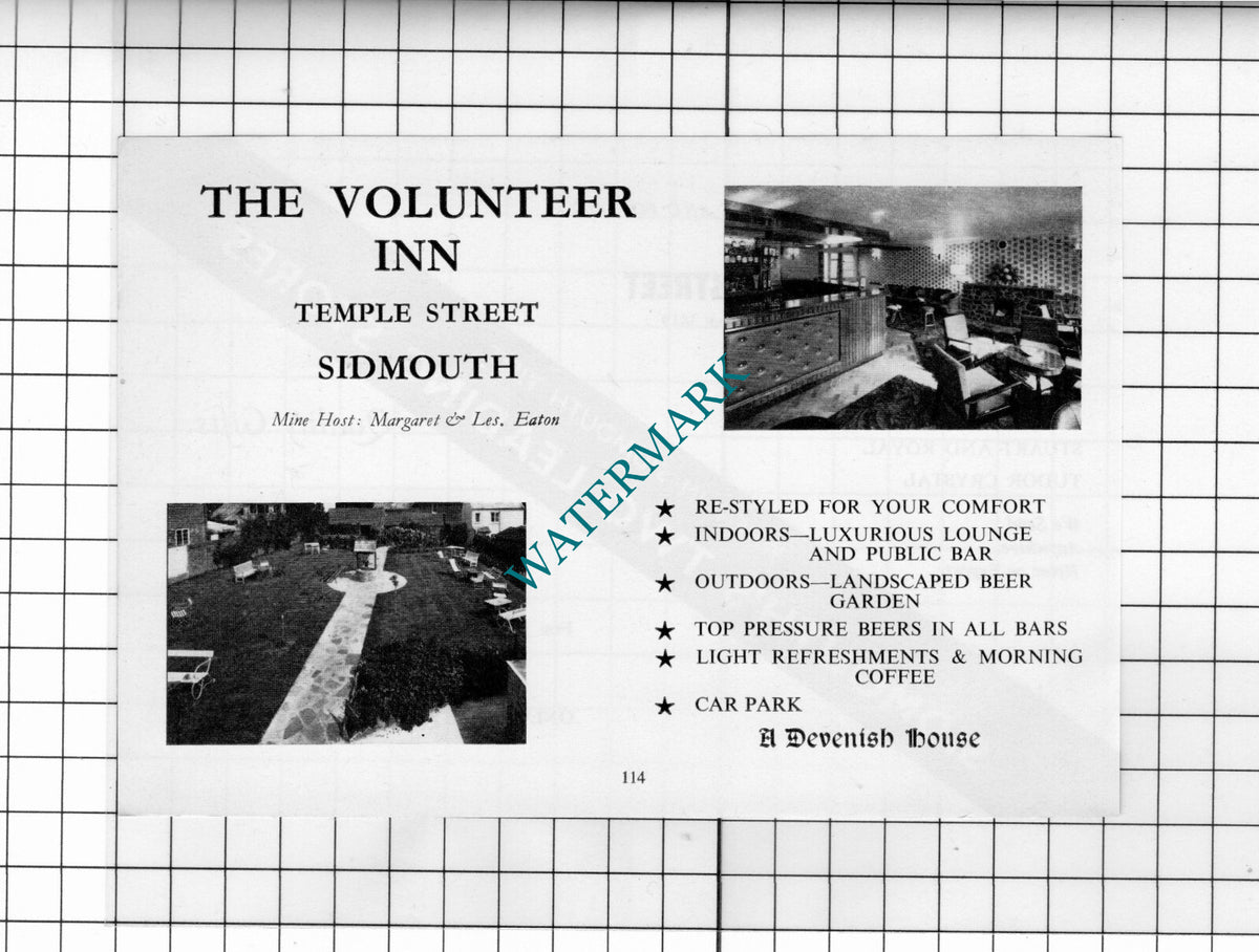 The Volunteer Inn Sidmouth Devon Les Eaton - 1968 Advert
