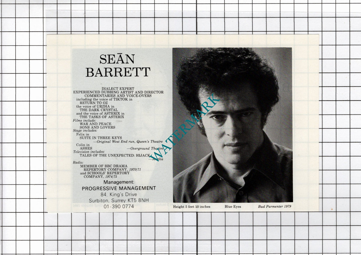 Sean Barrett Actor /  Michael Barrington Actor - 1986 Advert