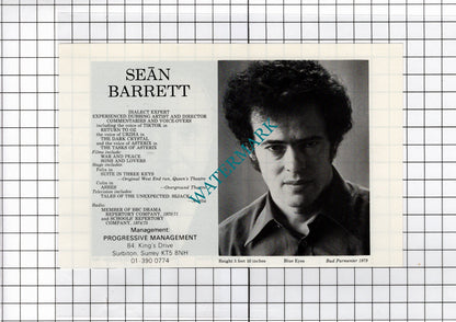 Sean Barrett Actor /  Michael Barrington Actor - 1986 Advert