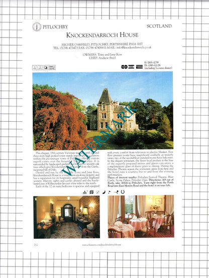 Dungallan House Hotel Oban Knockendarroch House Pitlochry Advert- c.2001 Cutting