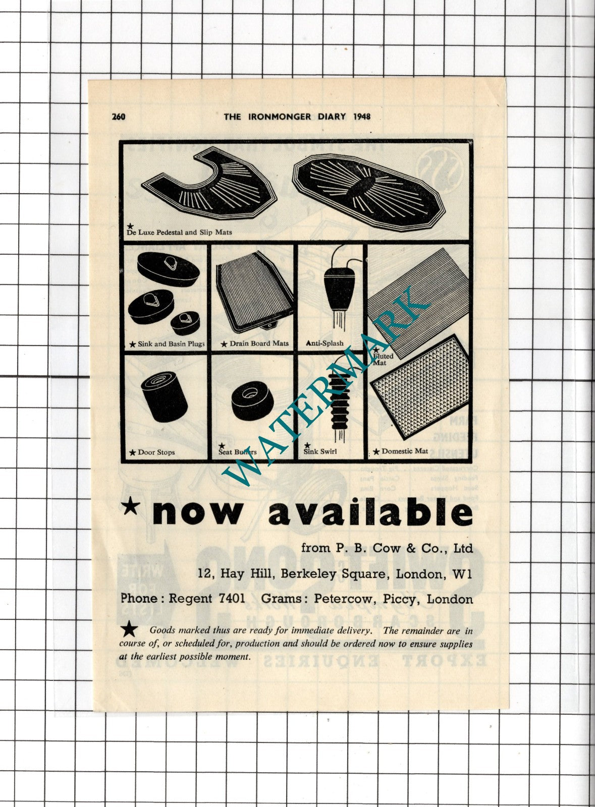 Swift & Sons Scarborough / P B Cow & Co Ltd London Peter Cow - 1948 Small Advert