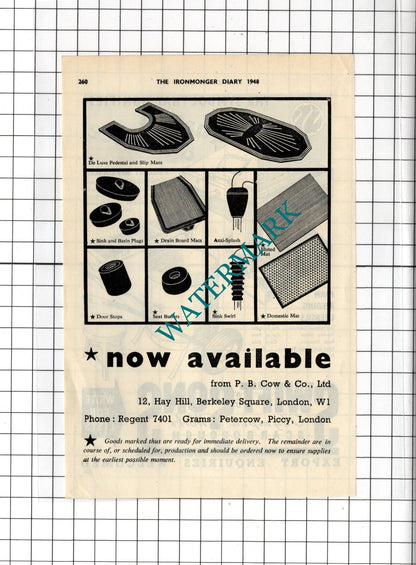 Swift & Sons Scarborough / P B Cow & Co Ltd London Peter Cow - 1948 Small Advert