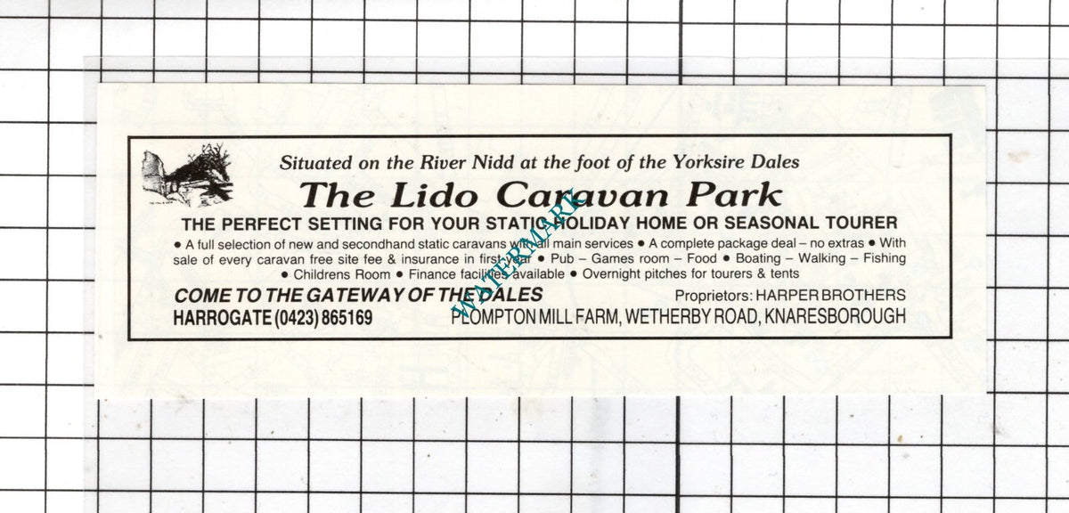 The Lido Caravan Park Knaresborough North Yorkshire Harper - c.1980 SMALL Advert